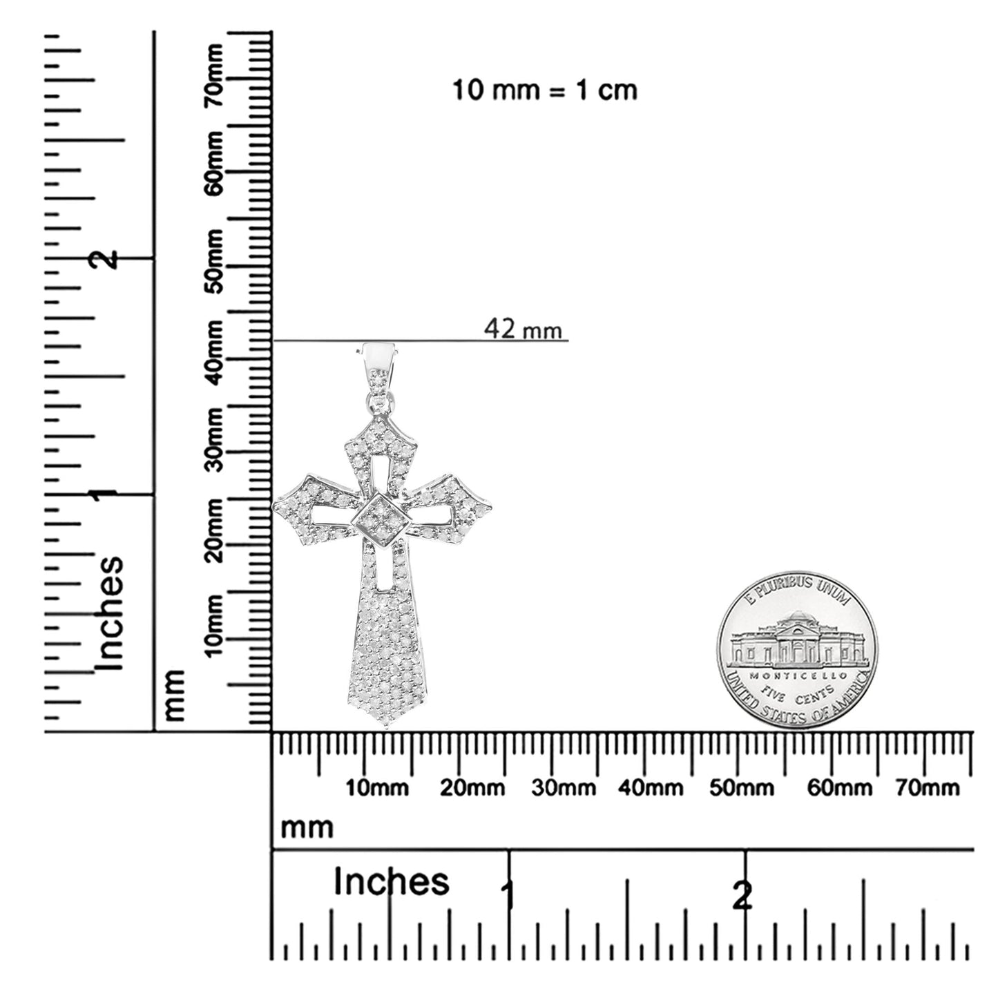 .925 Sterling Silver 1.00 Cttw Diamond Fleur De Lis Cross 18" Pendant Necklace (H-I Color, I2-I3 Clarity) - Bijoux-NYC Direct