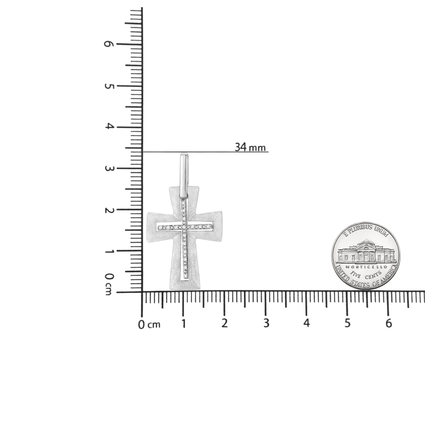 .925 Sterling Silver Prong-Set Diamond Accent Cross 18" Pendant Necklace (I-J Color, I1-I2 Clarity) - Bijoux-NYC Direct