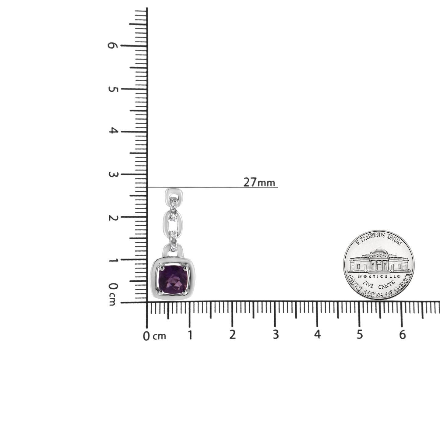 .925 Sterling Silver 6x6MM Cushion Shaped Natural Purple Amethyst and Diamond Accent Drop and Dangle Earrings (I-J Color, I1-I2 Clarity) - Bijoux-NYC Direct