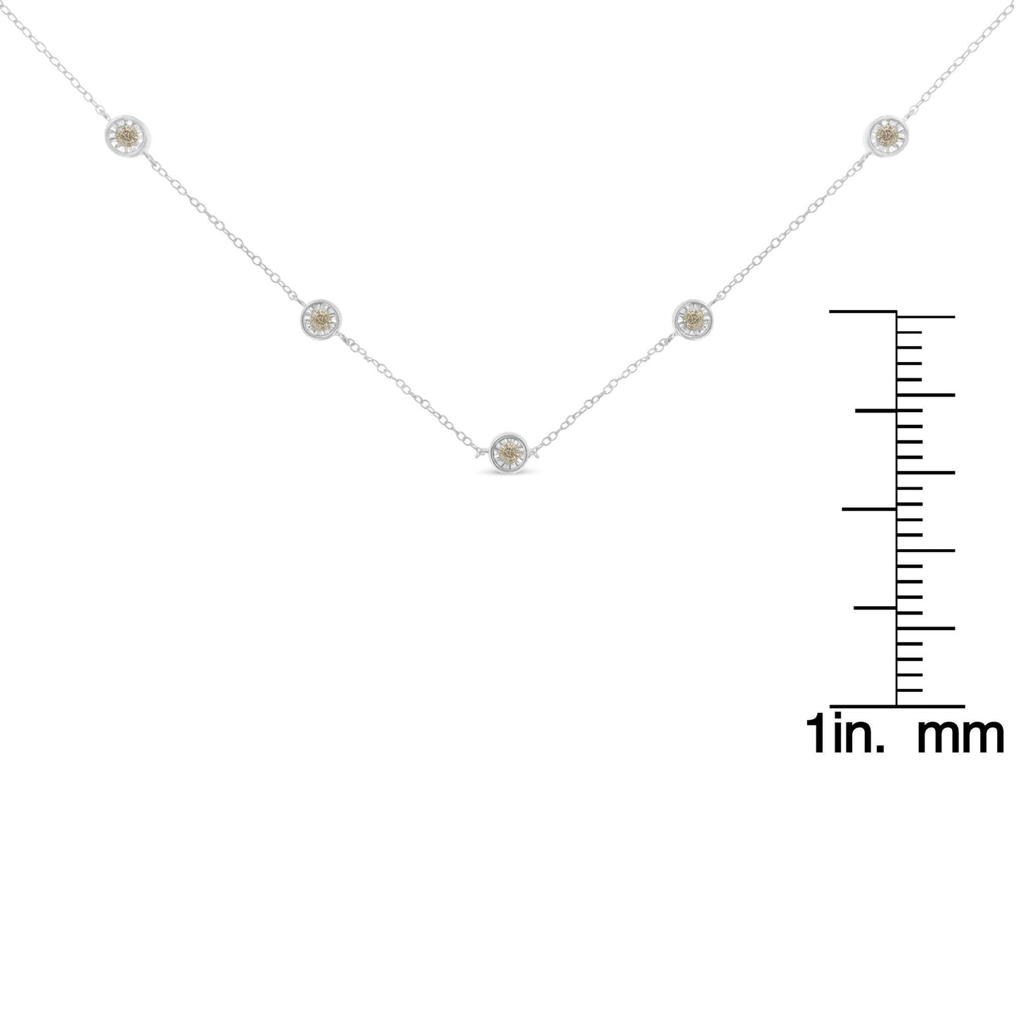 Sterling Silver Diamond Station Necklace (1/2 cttw, I-J Color, I1-I2 Clarity) - Bijoux-NYC Direct