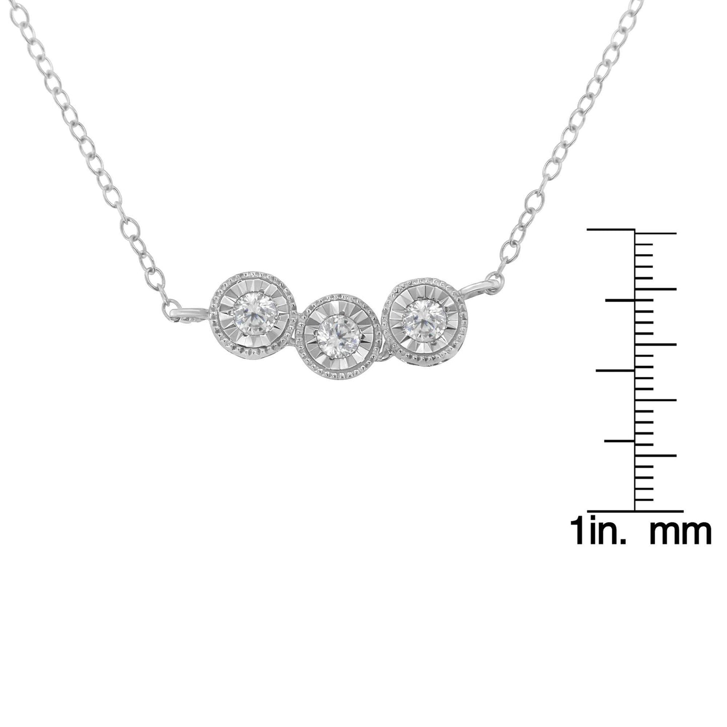 Sterling Silver Round Diamond Pendant Necklace (1/4 cttw, H-I Color, I2-I3 Clarity) - Bijoux-NYC Direct