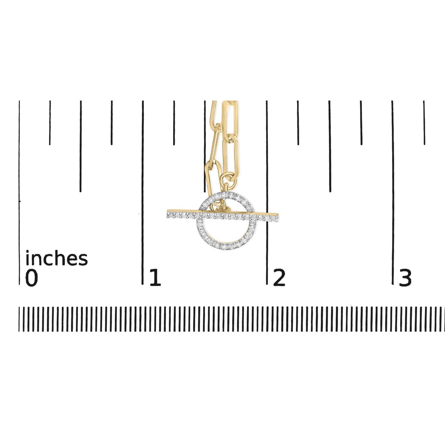 14KT Yellow Gold 1/4 Cttw Diamond Toggle Clasp Paperclip Link Necklace (I-J Color, I1-I2 Clarity) - 18" Inches