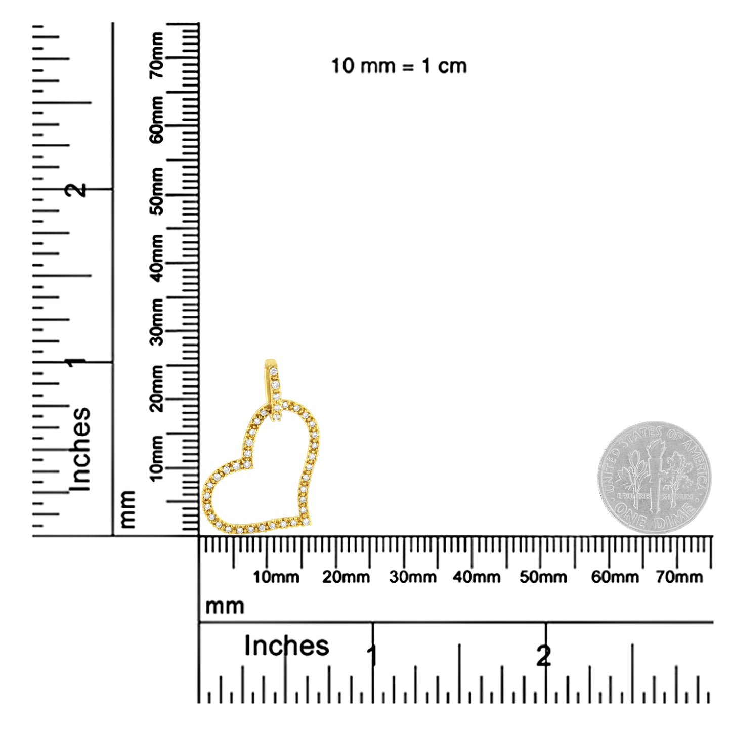 10K Yellow Gold 1/4 cttw Prong Set Round-Cut Diamond Open Heart 18" Pendant Necklace (K-L Color, I1-I2 Clarity) - Bijoux-NYC Direct