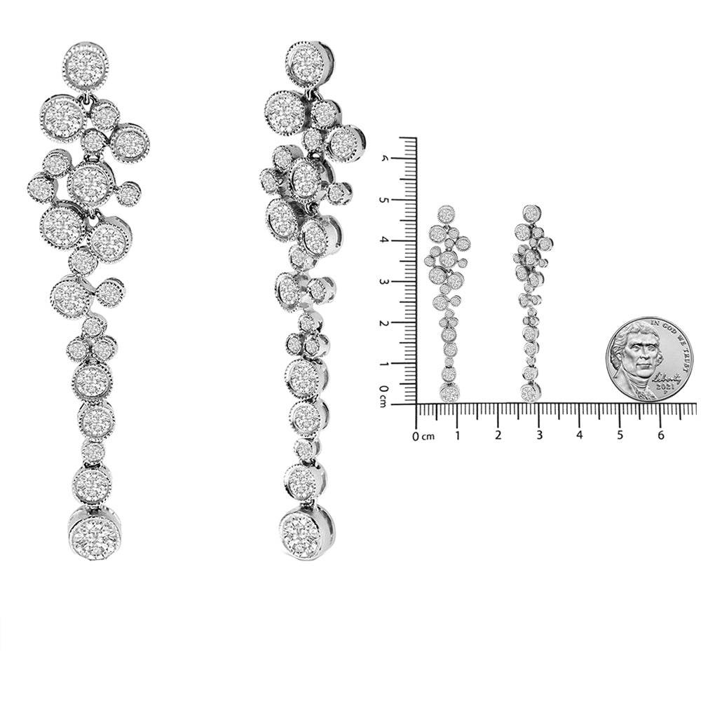 18K White Gold 3.15 Cttw Round Diamond Waterfall Drop Dangle Stud Earrings (H-I Color, VS1-VS2 Clarity) - Bijoux-NYC Direct