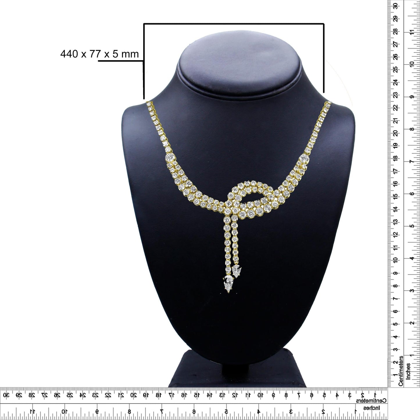 14k Yellow Gold 17.0 Cttw Diamond Double Row Lariat 18" Inch Tennis Necklace with Pear Shape Diamond Drop Tips (I-J Color, VS2-SI1 Clarity) - Bijoux-NYC Direct