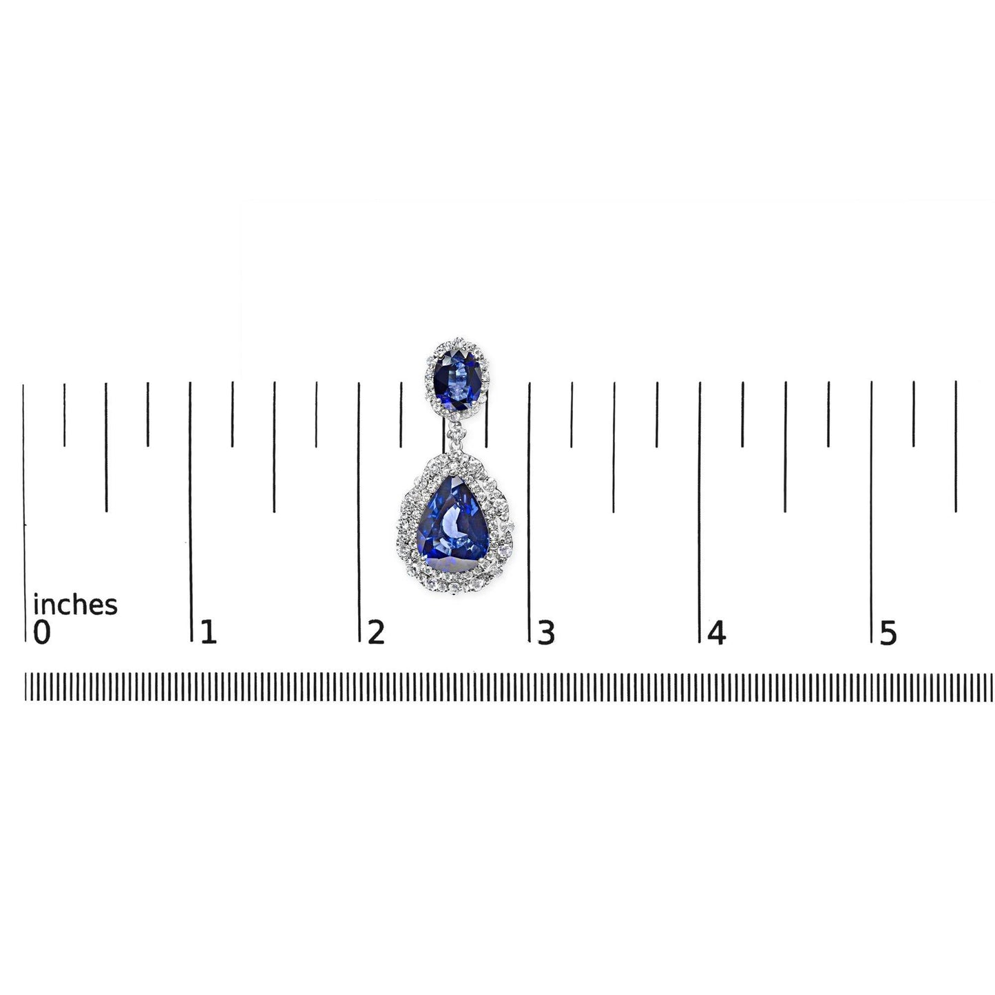 18K White Gold Blue Sapphire 2 3/4 Cttw Diamond Halo Drop Dangle Earring (G-H Color, SI1-SI2 Clarity) - Bijoux-NYC Direct