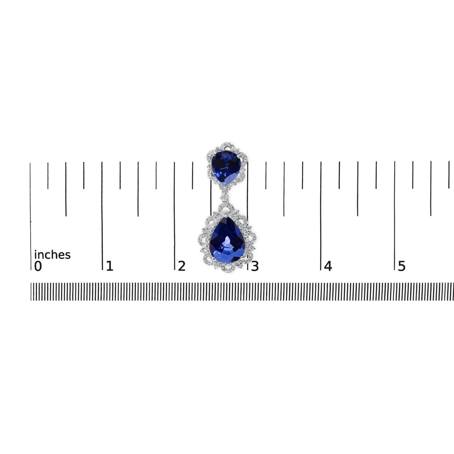 18K White Gold Blue Sapphire and Diamond 2.00 Cttw Diamond Halo Drop and Dangle Earring (G-H Color, SI1-SI2 Clarity) - Bijoux-NYC Direct