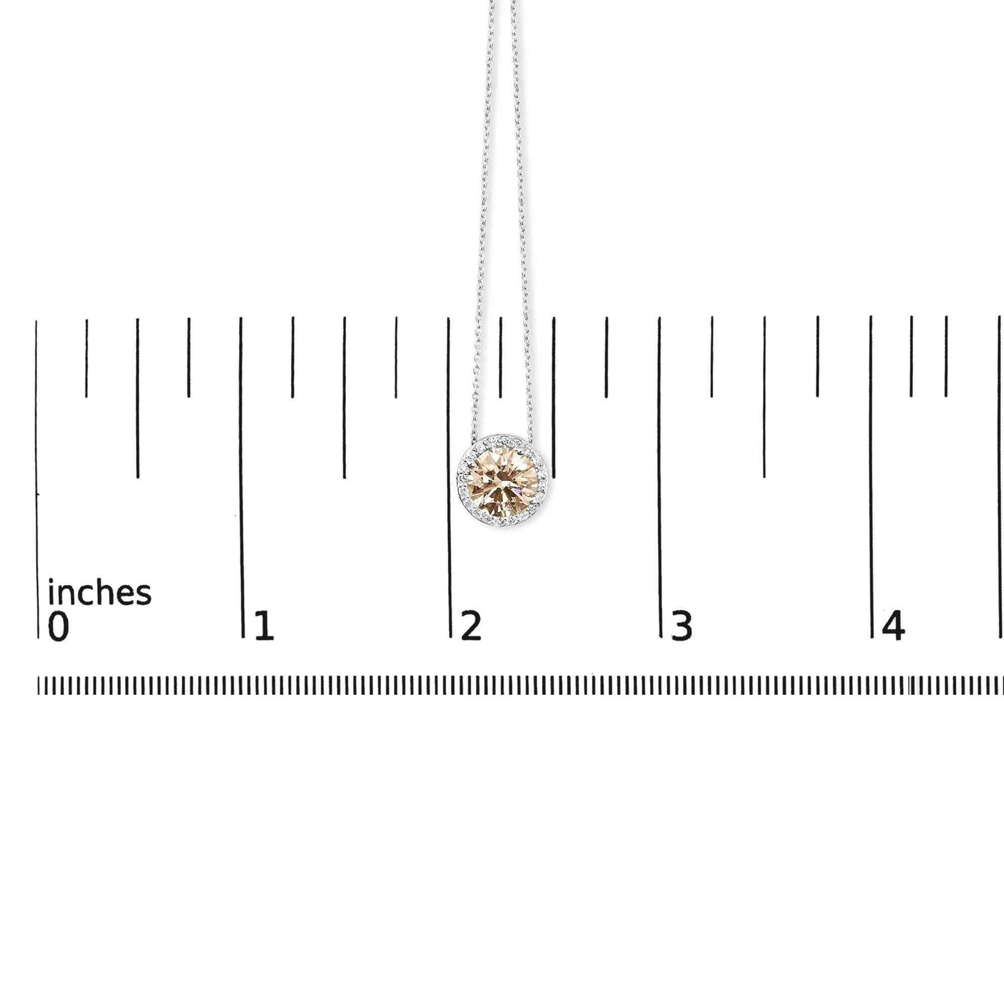 14K White Gold 2 3/8 Cttw Lab Grown Pink Diamond Solitaire with Halo Pendant Necklace - 17" Inches