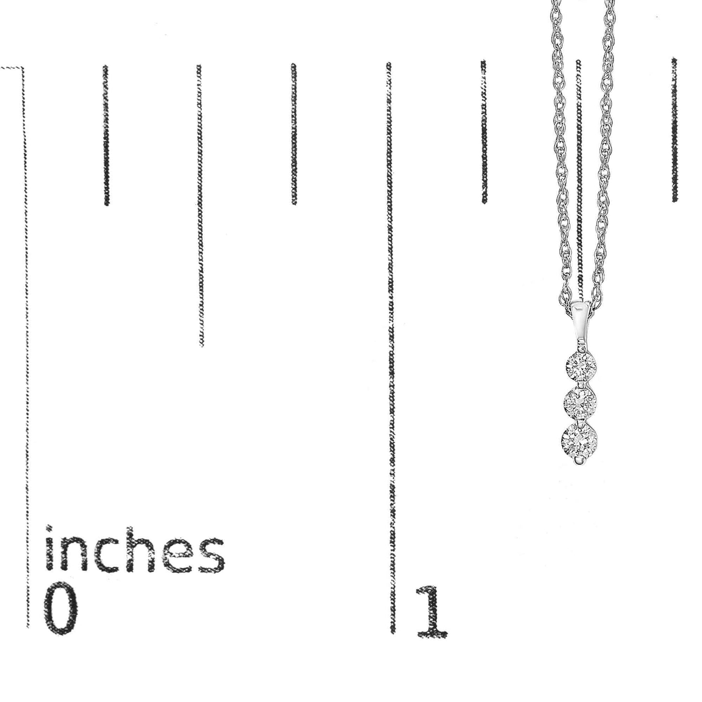 .925 Sterling Silver 1/7 Cttw Lab Grown Diamond Three Stone Diamond Pendant Necklace - 18" Inches