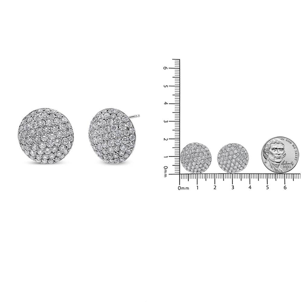 18K White Gold 3 1/2 Cttw Shared Prong Set Diamond Cluster Composite Disc Stud Earrings (F-G Color, VS1-VS2 Clarity) - Bijoux-NYC Direct