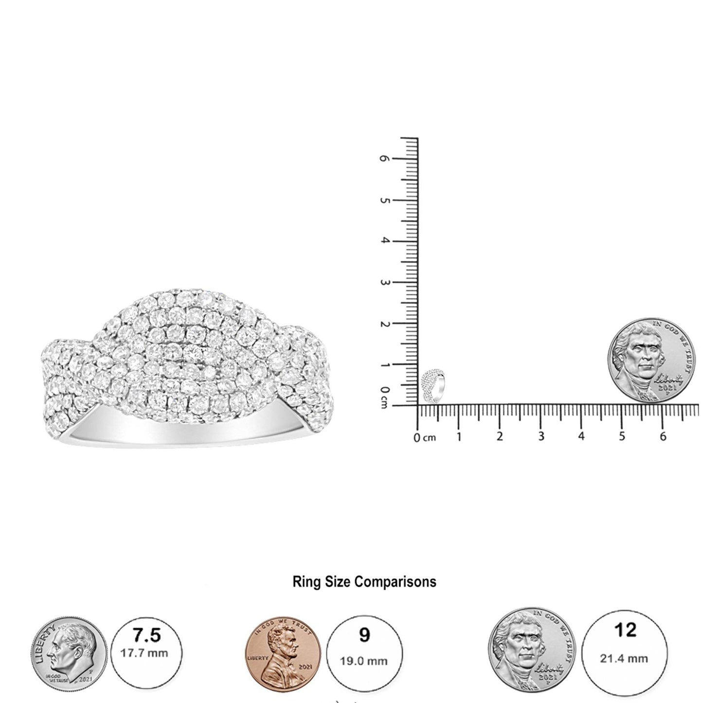 18K White Gold Cluster 2 1/4 Cttw Diamond Fashion Ring (F-G Color, VS1-VS2 Clarity) - Bijoux-NYC Direct