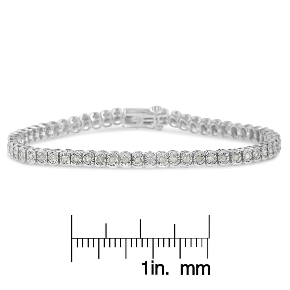 .925 sterling silver 1.0 cttw diamond miracle set cut circle 7’’ tennis bracelet (i j color i2 i3 clarity)