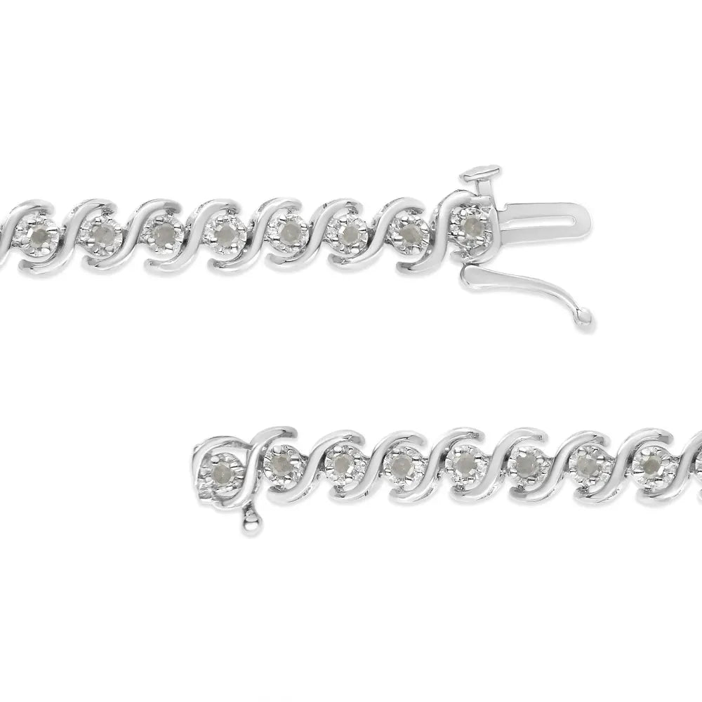 .925 sterling silver 1.0 cttw round miracle set diamond 7’’ tennis bracelet (i j color i3 clarity) bracelets/bracelet/tennis