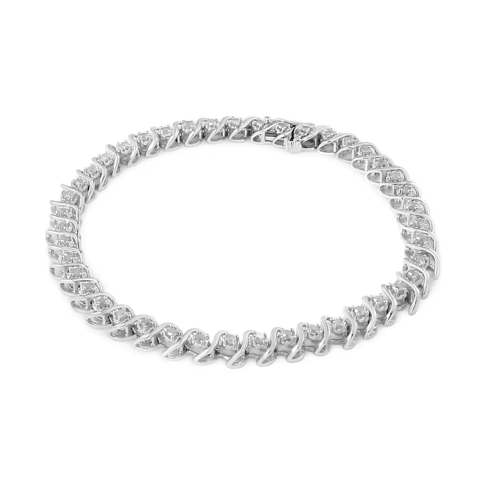 .925 sterling silver 1.0 cttw round miracle set diamond 7’’ tennis bracelet (i j color i3 clarity) bracelets/bracelet/tennis