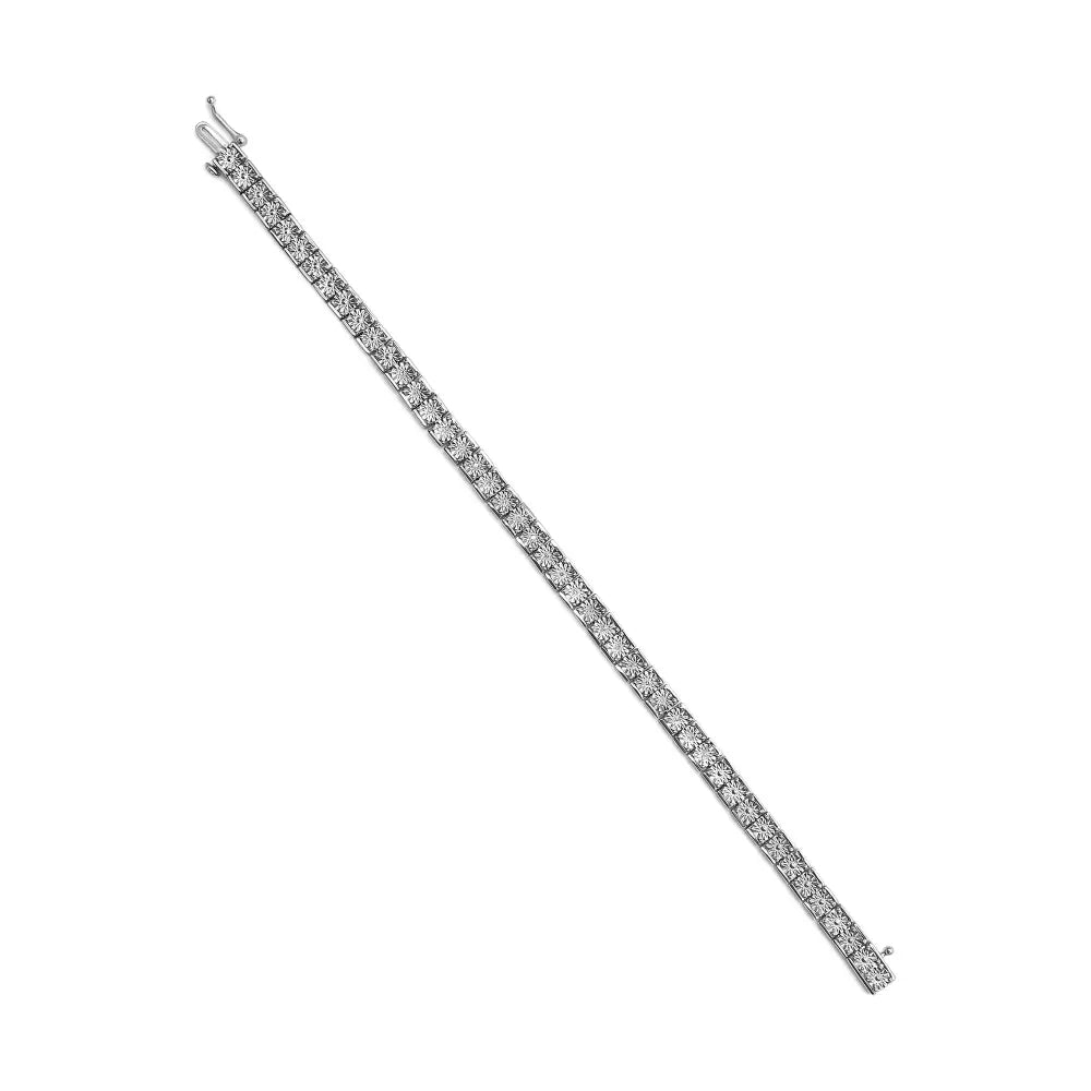 .925 Sterling Silver 1/10 Cttw Diamond 7.25" Link Bracelet (I-J Color, I2-I3 Clarity) - Bijoux-NYC Direct