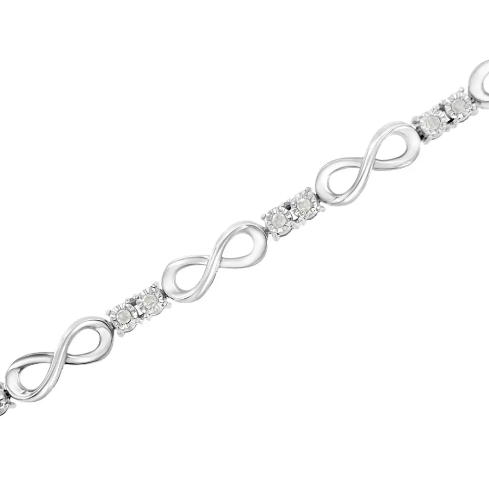 .925 Sterling Silver 1/4 cttw Miracle Set Diamond Infinity Link Bracelet (I-J Color, I3-Promo Clarity) - 7.25" - Bijoux-NYC Direct