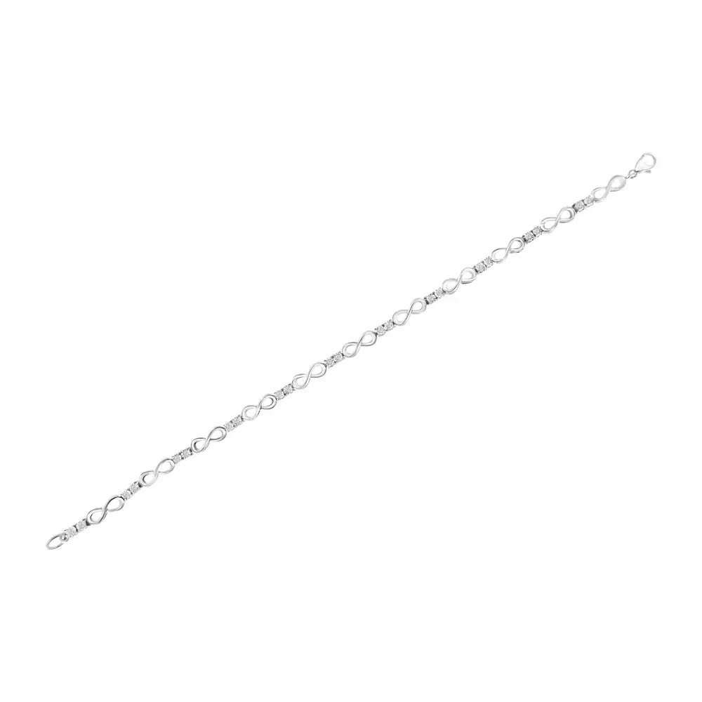 .925 Sterling Silver 1/4 cttw Miracle Set Diamond Infinity Link Bracelet (I-J Color, I3-Promo Clarity) - 7.25" - Bijoux-NYC Direct
