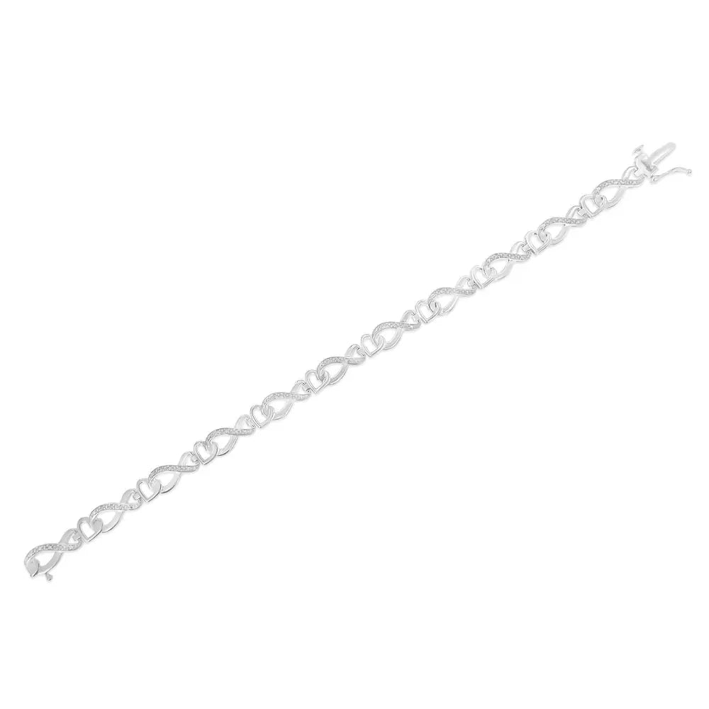 .925 Sterling Silver 1/5 Cttw Diamond 7” Infinity Heart Tennis Bracelet (H-I Color, I2-I3 Clarity) - Bijoux-NYC Direct