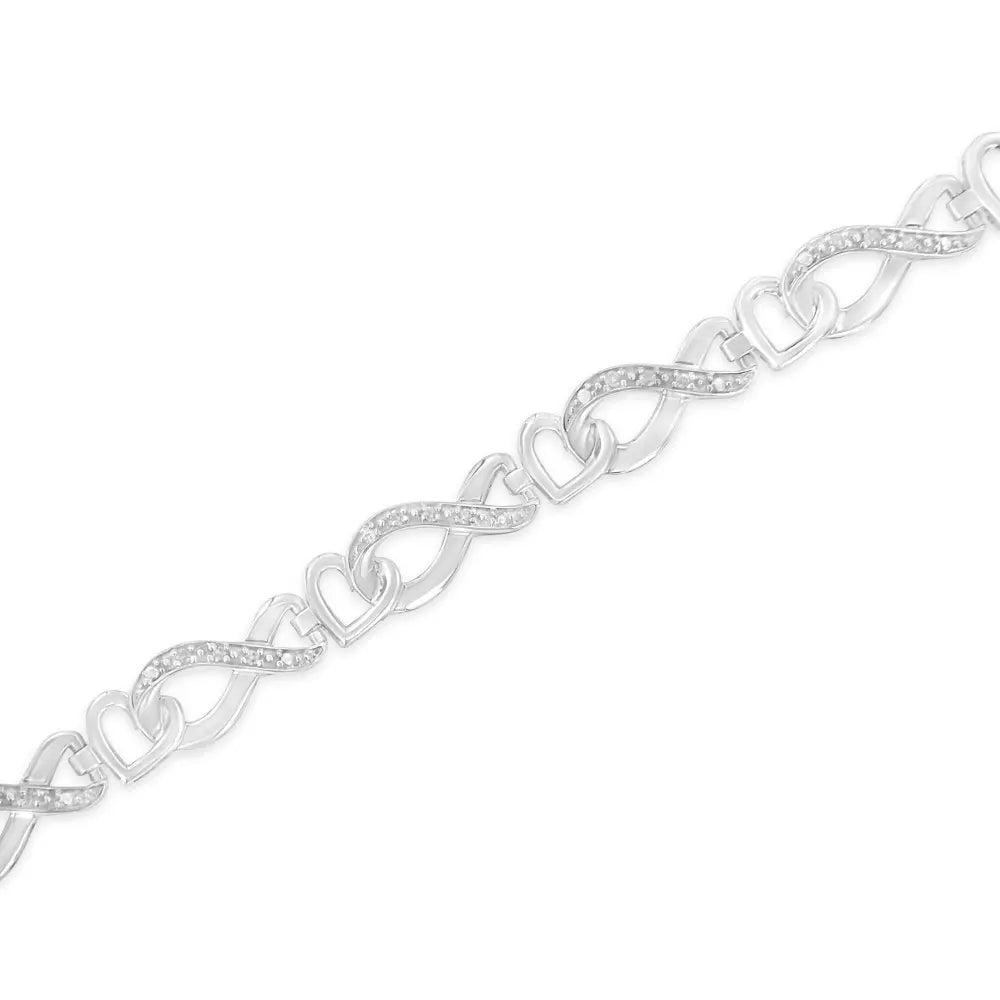 .925 Sterling Silver 1/5 Cttw Diamond 7” Infinity Heart Tennis Bracelet (H-I Color, I2-I3 Clarity) - Bijoux-NYC Direct