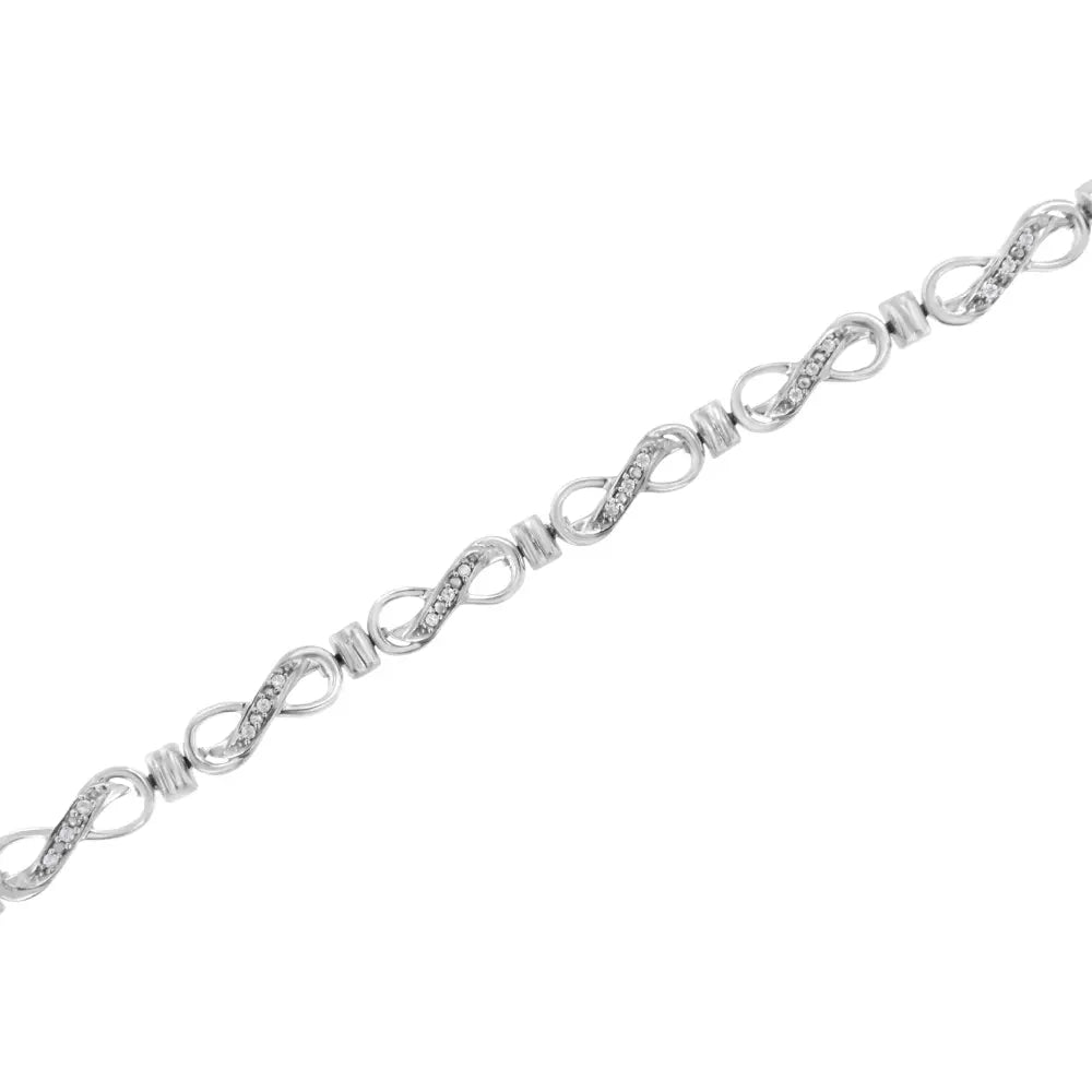 .925 Sterling Silver 1/6 Cttw Diamond Accent Infinity Link Bracelet (I-J Color, I3 Promo Clarity) - 7" - Bijoux-NYC Direct