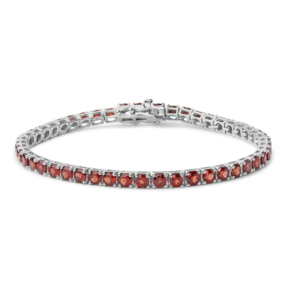 .925 sterling silver 10.0 cttw created orange garnet tennis bracelet 7.25’’ bracelets/bracelets/tennis handcrafted