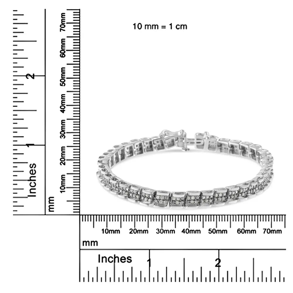 .925 sterling silver 2.0 cttw diamond 7’’ round miracle plate link bracelet (i j color i2 i3 clarity) bracelets/bracelet/tennis