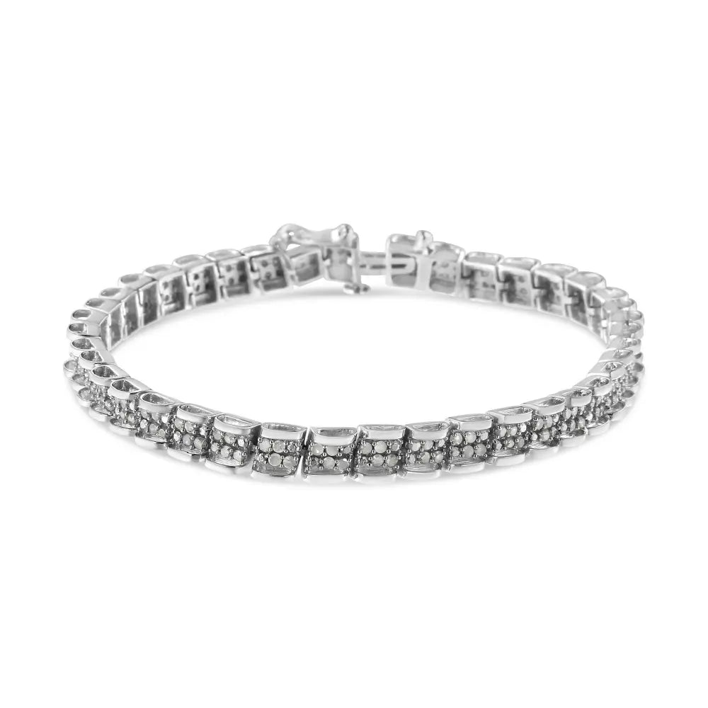 .925 sterling silver 2.0 cttw diamond 7’’ round miracle plate link bracelet (i j color i2 i3 clarity) bracelets/bracelet/tennis