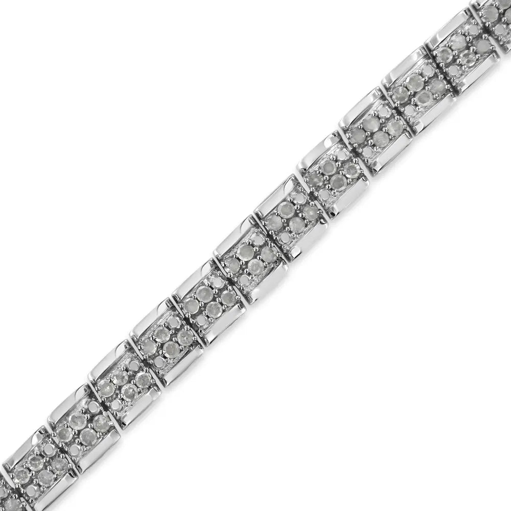 .925 sterling silver 2.0 cttw diamond 7’’ round miracle plate link bracelet (i j color i2 i3 clarity) bracelets/bracelet/tennis