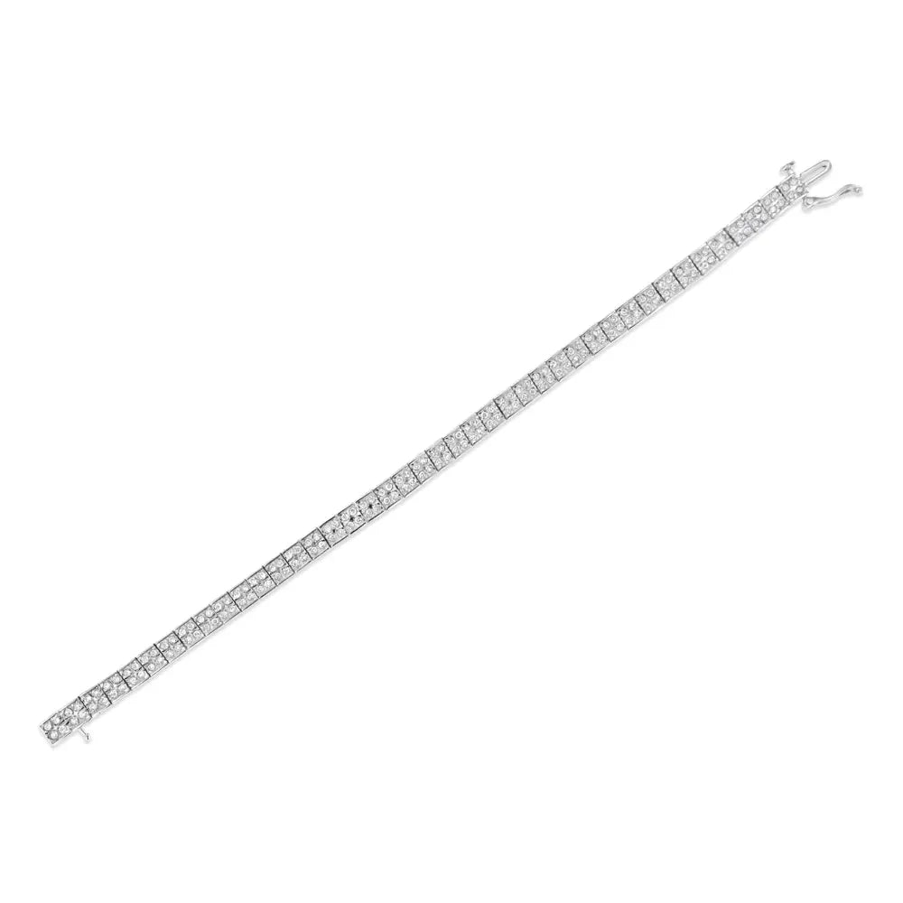 .925 Sterling Silver 2 Cttw Prong Set Round-Cut Diamond 4 Stone Box Link Bracelet (I-J Color, I3 Clarity) - 7.25" - Bijoux-NYC Direct