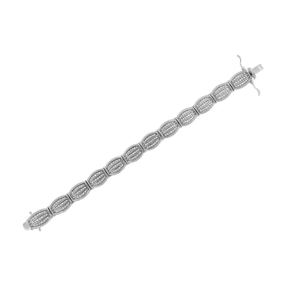 .925 sterling silver 3.0 cttw prong set diamond art deco style tennis bracelet (i j color i2 i3 clarity) 7.25’’