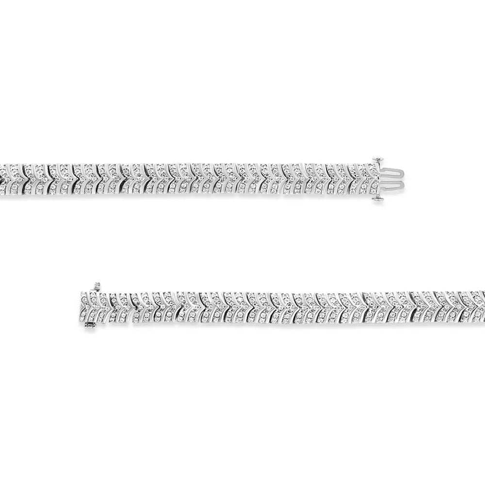 .925 sterling silver 3.00 cttw diamond chevron link bracelet (i2 i3 clarity i j color) size 7.25’’ bracelets/bracelet/link