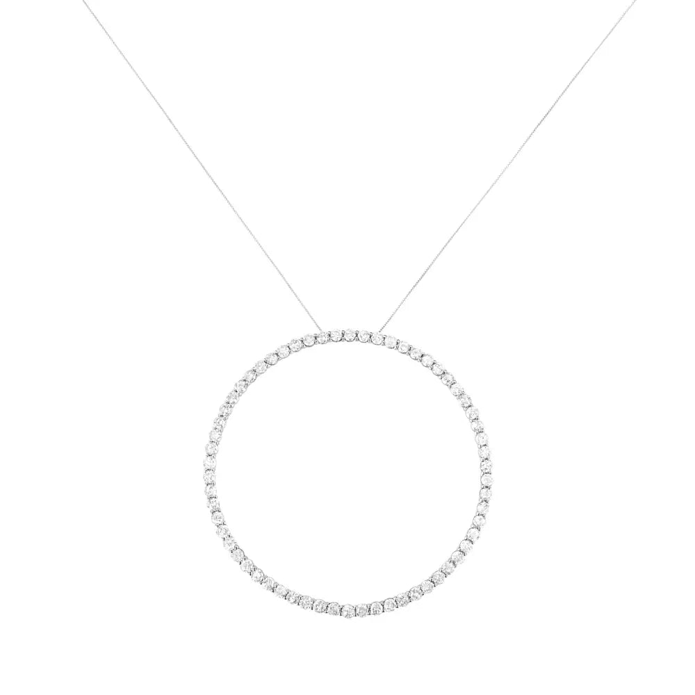 .925 Sterling Silver 5.0 Cttw Prong Set Round-cut Diamond Open Circle Hoop 18" Pendant Necklace (I-J Color, I2-I3 Clarity) - Bijoux-NYC Direct