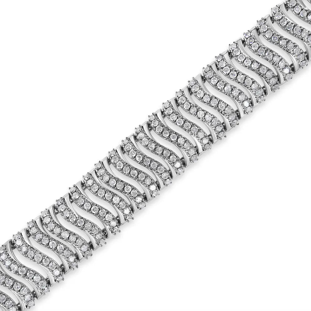.925 Sterling Silver 5.00 Cttw Round-Cut Diamond "S" Link Bracelet (I-J Color, I3 Clarity) - Size 7.25 - Bijoux-NYC Direct