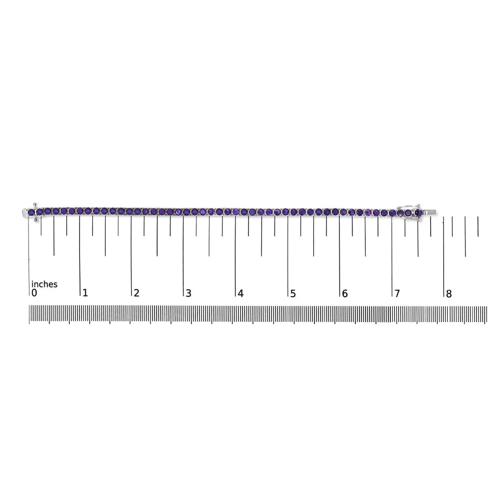 .925 sterling silver 7 3/8 ctw created purple amethyst tennis bracelet 7.25’’ inches bracelets/bracelets/tennis handcrafted