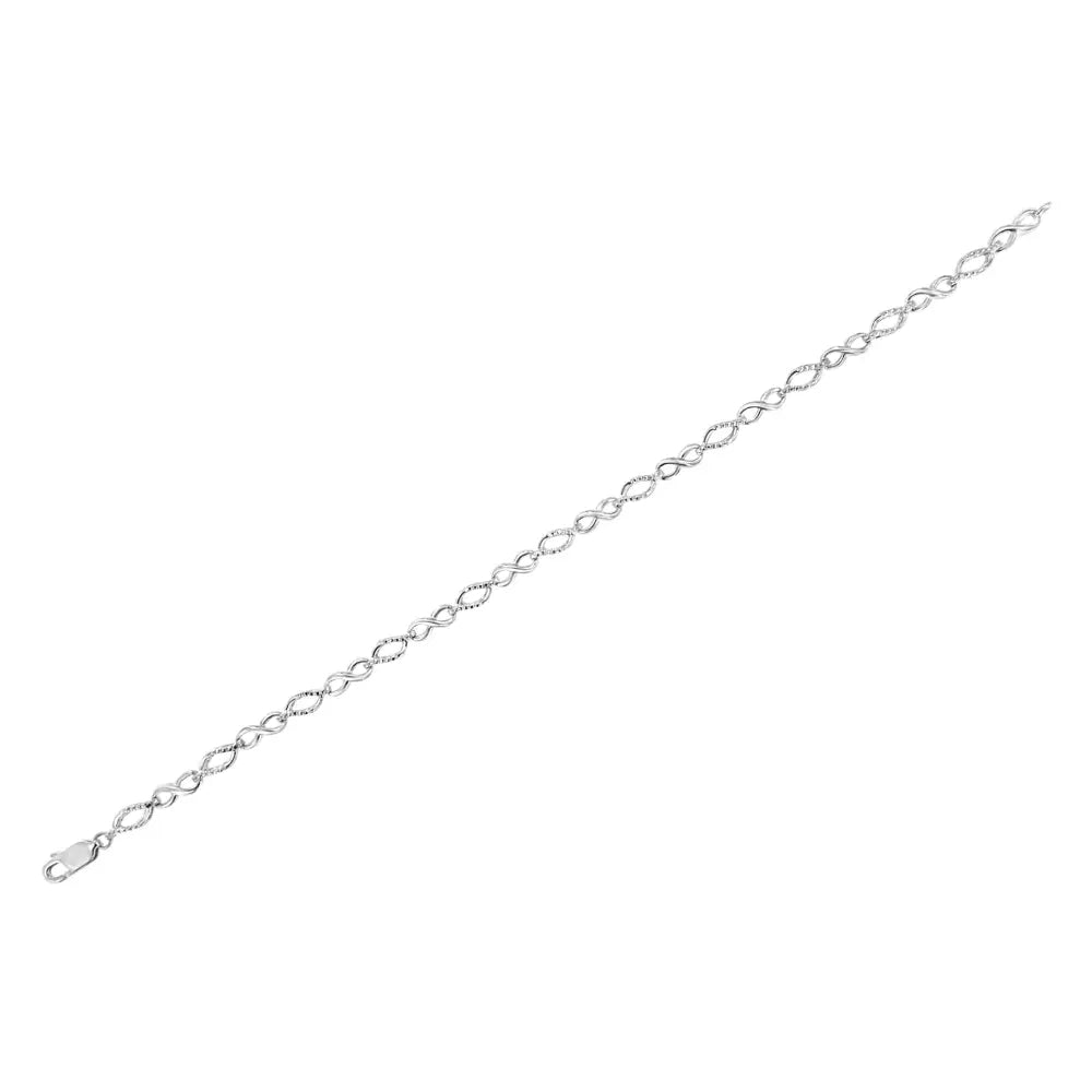 .925 Sterling Silver Diamond Accent Alternating Infinity Shape and Pear Shape Link Bracelet (I-J Color, I3 Clarity) - 7.25" Inches - Bijoux-NYC Direct