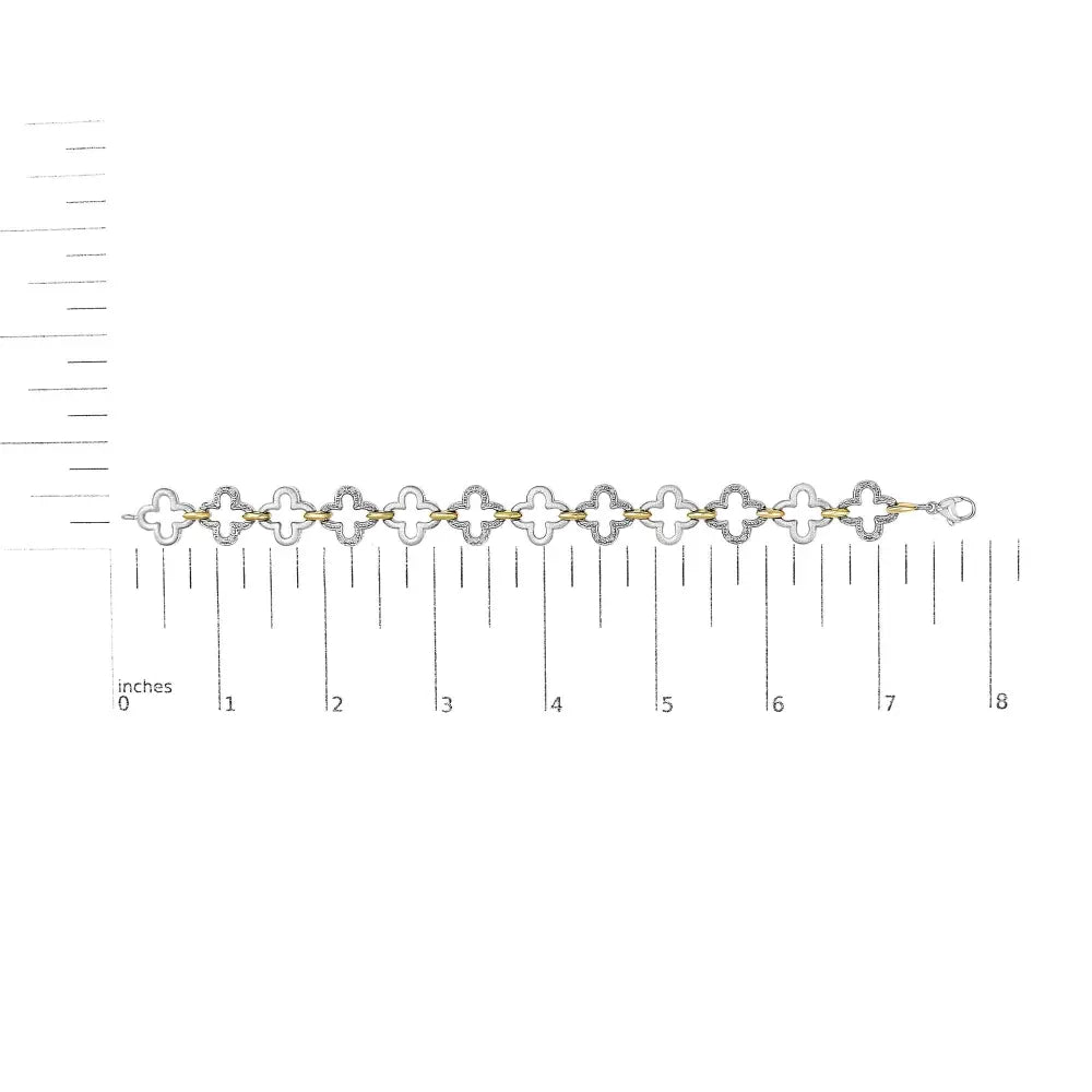 .925 two tone sterling silver 1/10 cttw natural round diamond fashion tennis bracelet (i j color i1 i2 clarity) 7’’