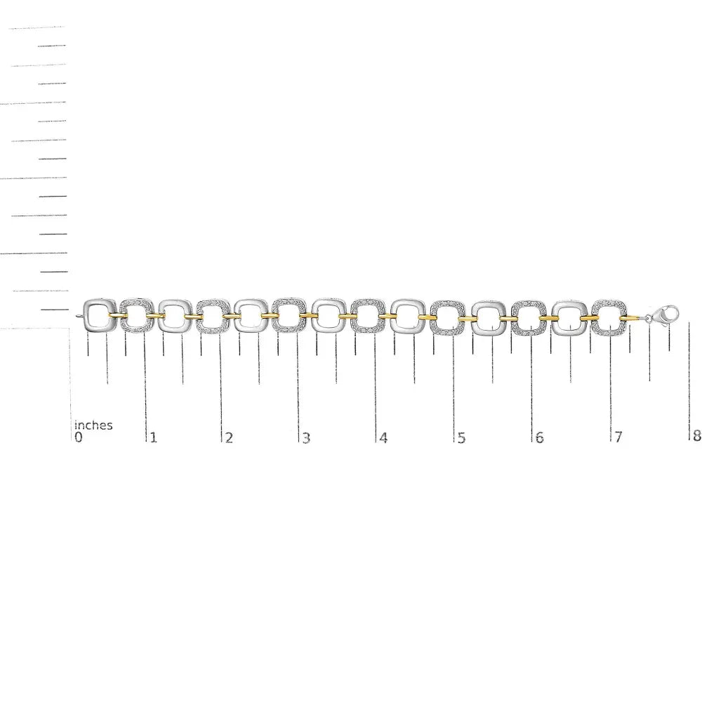 .925 two tone sterling silver diamond accent open box link bracelet (i j color i1 i2 clarity) 7’’ bracelets/bracelet/tennis