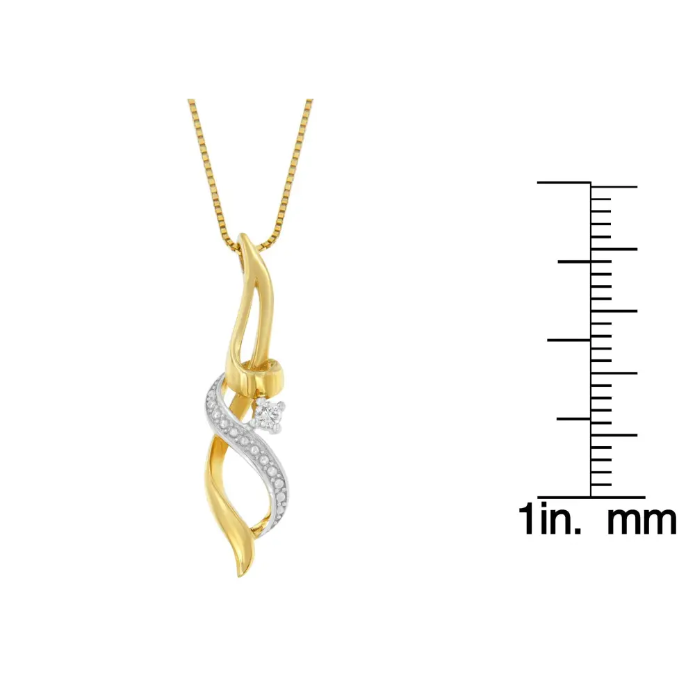 Espira 10K Yellow Gold 1/20 cttw Round Cut Diamond Accent Swirl Pendant Necklace (H-I, I1-I2) - Bijoux-NYC Direct