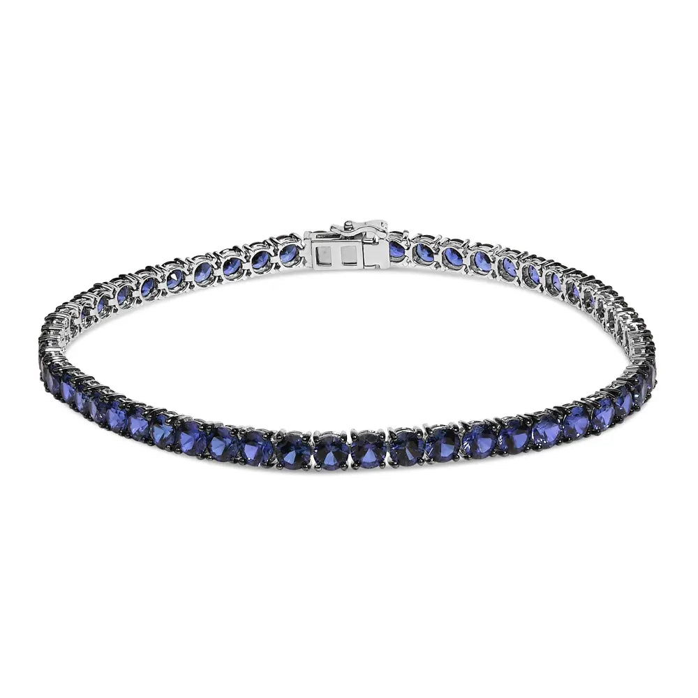 Men’s.925 sterling silver created blue sapphire tennis bracelet 8.5’’ inches bracelets/bracelet/tennis handcrafted