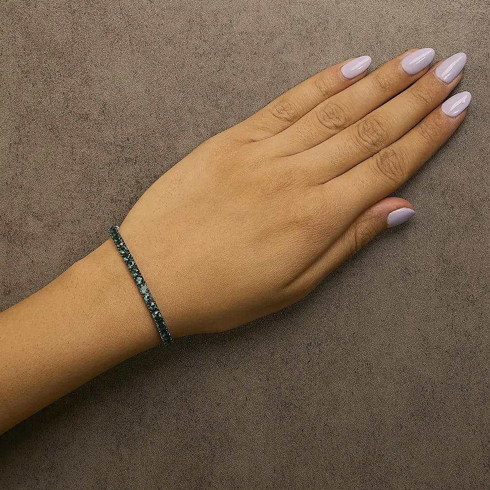 Men’s.925 sterling silver created green emerald tennis bracelet 8.5’’ inches bracelets/bracelet/tennis handcrafted