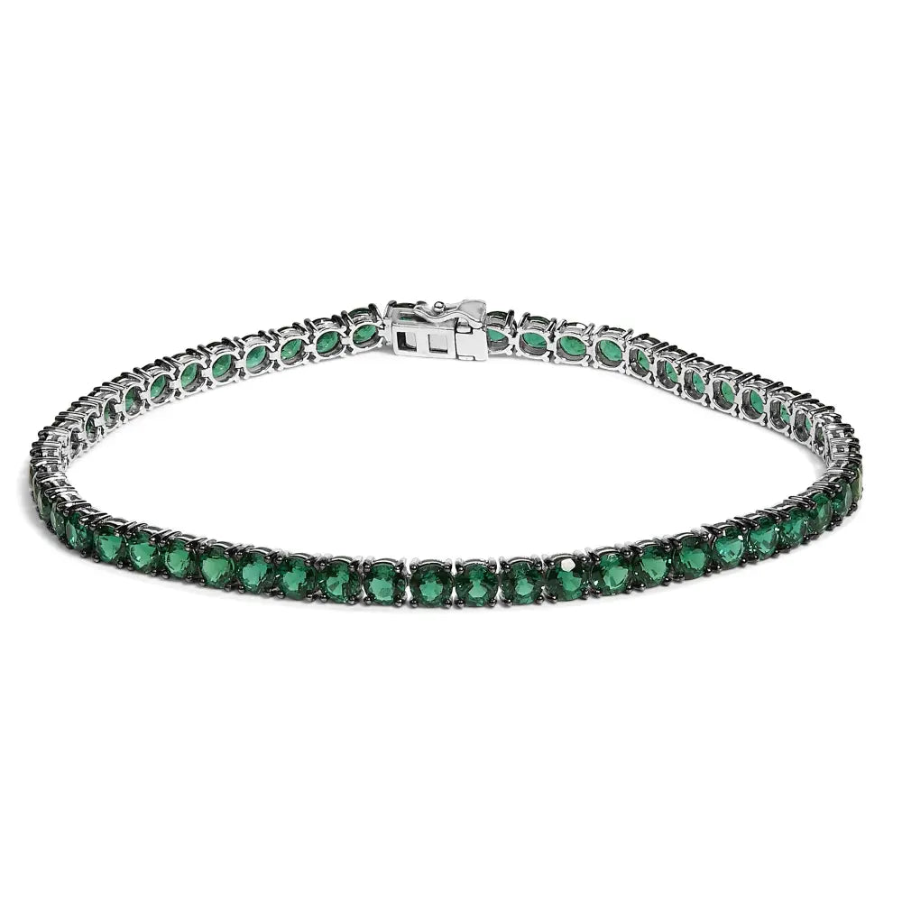 Men’s.925 sterling silver created green emerald tennis bracelet 8.5’’ inches bracelets/bracelet/tennis handcrafted