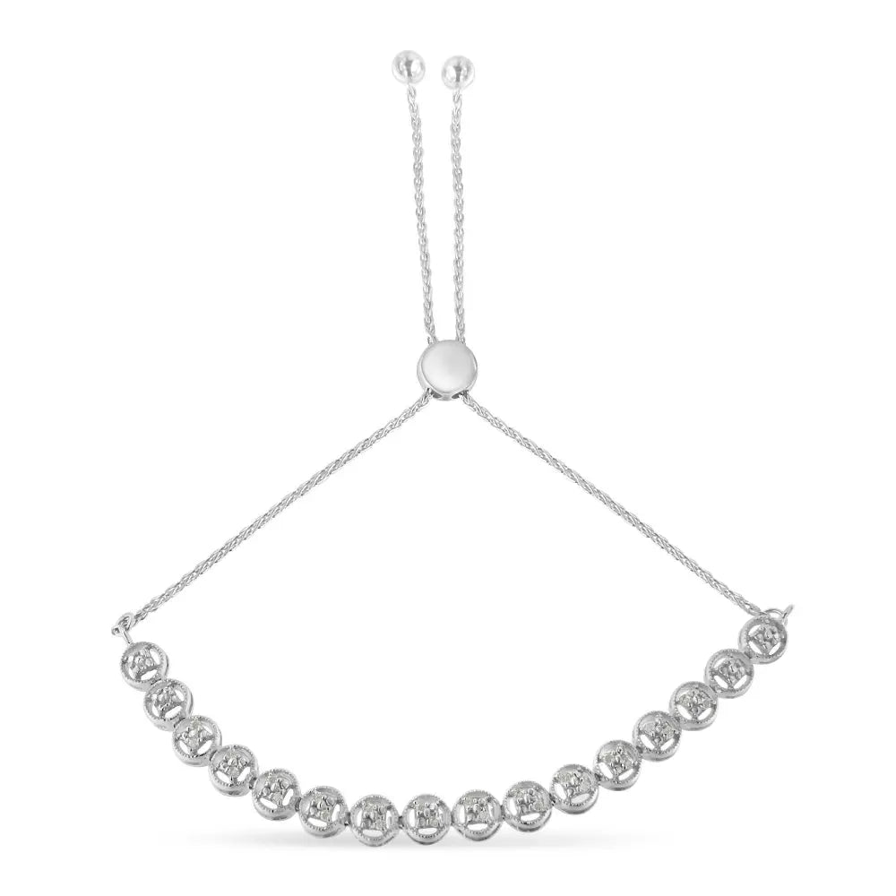 Sterling Silver Diamond Bolo Bracelet (0.25 cttw, I-J Color, I3 Clarity) - Bijoux-NYC Direct