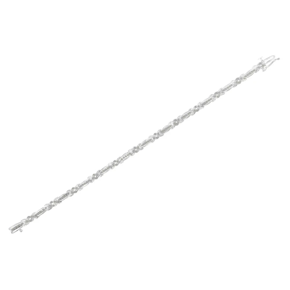 Sterling Silver Diamond X-Link Tennis Bracelet (1 cttw, I-J Color, I3 Clarity) - Bijoux-NYC Direct