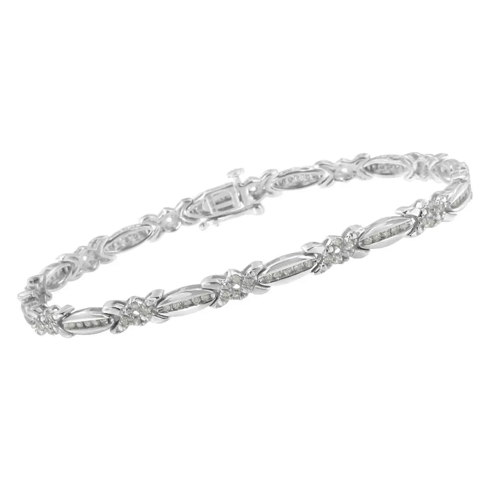 Sterling Silver Diamond X-Link Tennis Bracelet (1 cttw, I-J Color, I3 Clarity) - Bijoux-NYC Direct