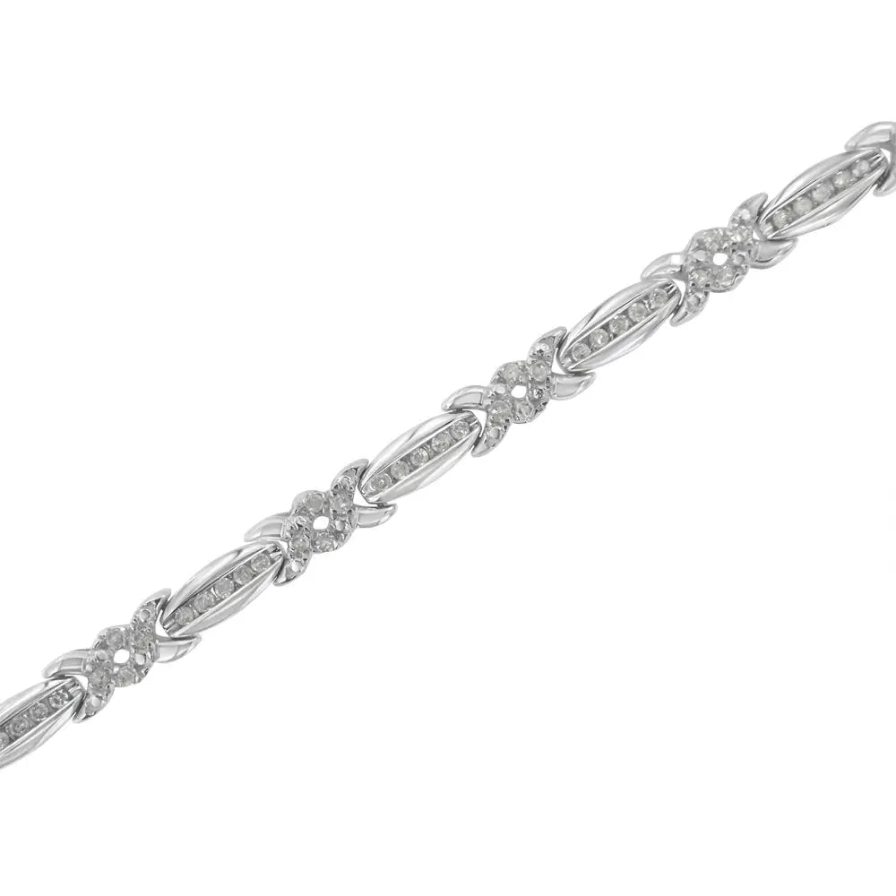 Sterling Silver Diamond X-Link Tennis Bracelet (1 cttw, I-J Color, I3 Clarity) - Bijoux-NYC Direct