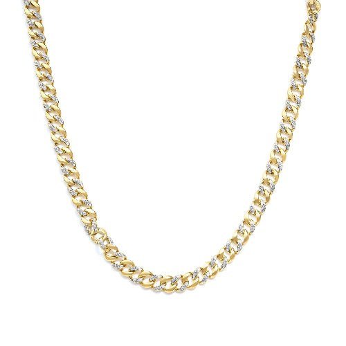 14K Yellow Gold Plated .925 Sterling Silver 1.0 Cttw Diamond Cuban Link Necklace (I-J Color, I3 Clarity) - 18 Inches