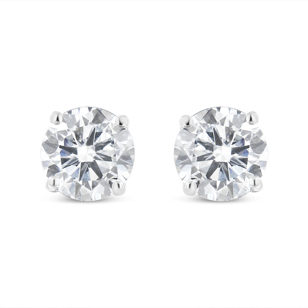 14K White Gold 1-12 Cttw Round Brilliant-Cut Near Colorless Diamond Classic 4-Prong Stud Earrings with Screw Backs (H-I Color, SI1-SI2 Clarity)