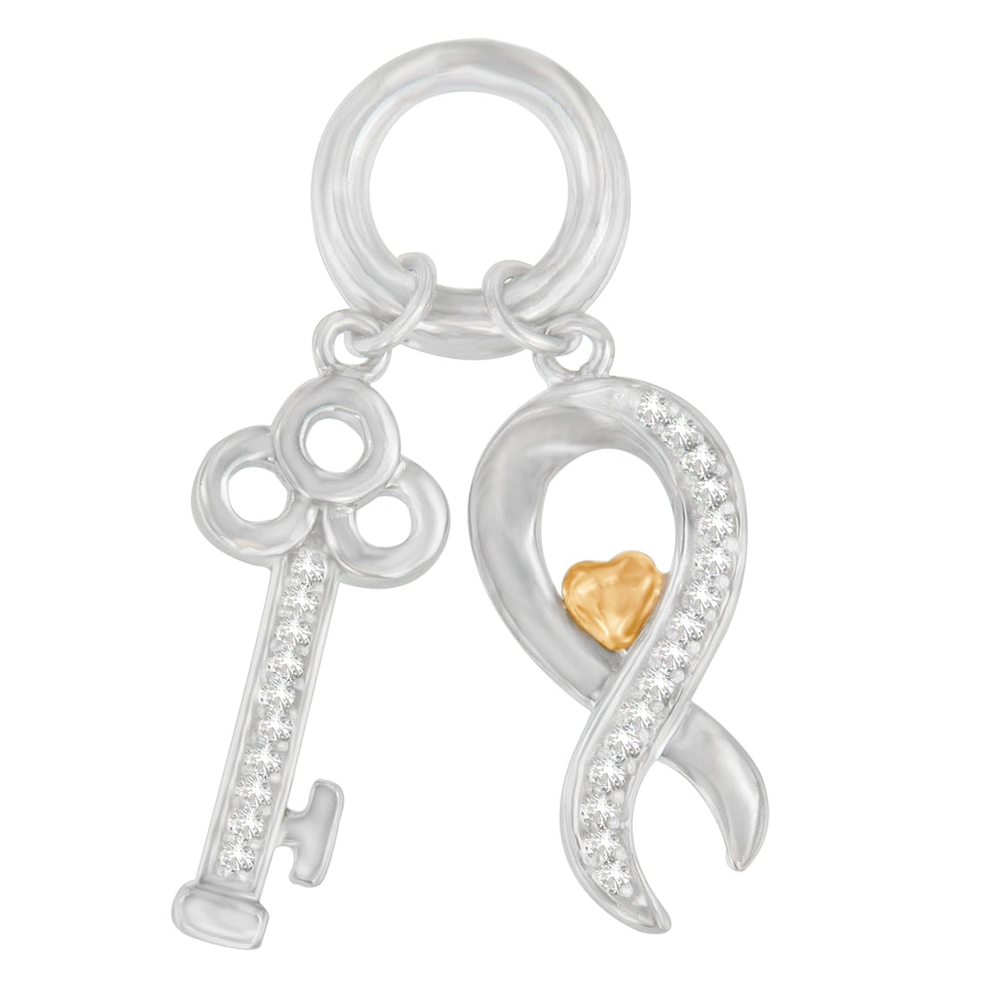 Two Tone .925 Sterling Silver 16 cttw Diamond Symbol Key Pendant Necklace (H-I, I1-I2)
