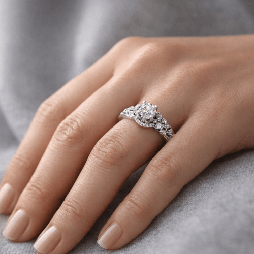 14K White Gold 12 Cttw Diamond Vintage Style Engagement Ring (G-H, VS2–SI1) – Size 7