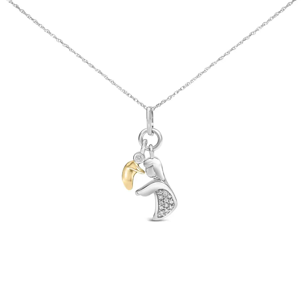Diamond Accent Mom & Child Pendant Necklace in 14K Gold-Plated Sterling Silver